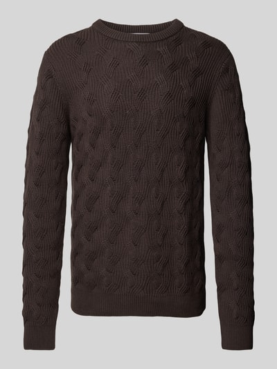 SELECTED HOMME Strickpullover mit Strukturmuster Modell 'CALLIS' Mittelbraun 2