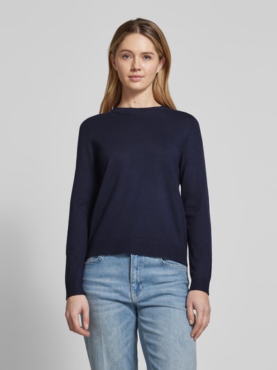 s.Oliver RED LABEL Regular Fit Strickpullover aus Viskose-Mix mit Rippbündchen Marine 4