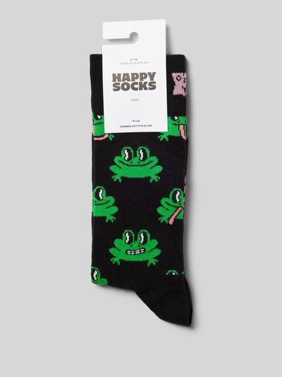 Happy Socks Socken mit Label-Stitching Modell 'Frog' Black 3