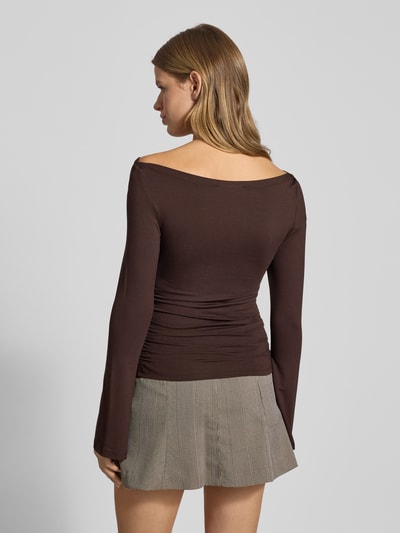 Gina Tricot Shirt met lange mouwen en rimpelingen Donkerbruin - 5