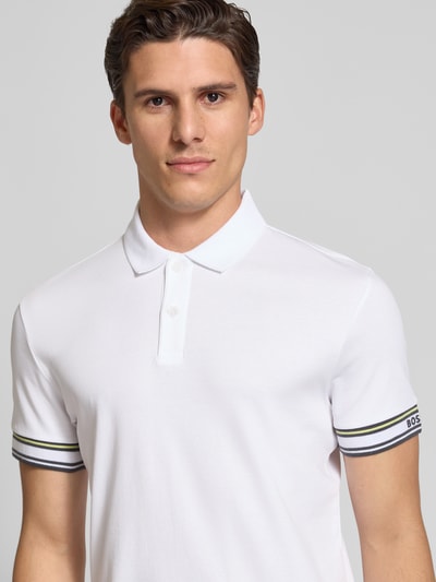BOSS Green Slim Fit Poloshirt aus reiner Baumwolle Modell 'POLO ZONE' Weiss 3