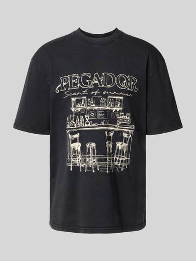 Pegador Oversized T-shirt met labelprint, model 'Barno' Zwart - 2