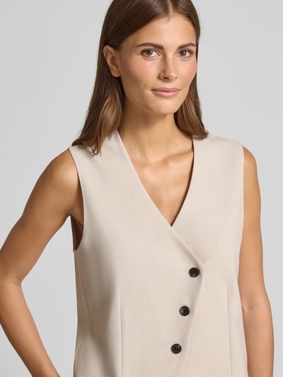 OPUS Gilet met asymmetrische knoopsluiting, model 'Warfa' Zand - 3