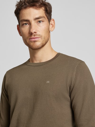 CK Calvin Klein Gebreide pullover met labelstitching Olijfgroen - 3