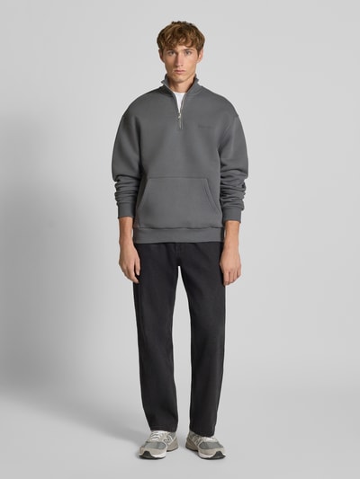 REVIEW Sweatshirt mit Stehkragen und Reißverschluss Dunkelgrau 1