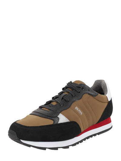 BOSS Sneakersy z obszyciem ze skóry model ‘Parkour’ Khaki 1