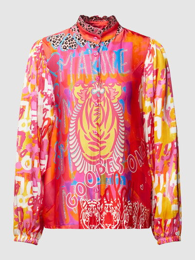 miss goodlife Blouse van viscose met all-over motief, model 'GOOD VIBES SUN' Oranje - 2