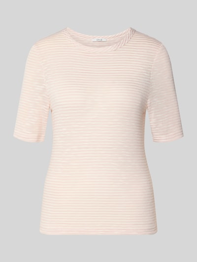 Produktfoto, T-Shirt mit Rundhalsausschnitt Modell 'Sambi' von OPUS, hellrosa gestreift, Slim Fit, 1/2-Arm, Viskose-Materialmix