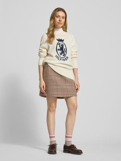 Tommy Hilfiger Lekko rozkloszowana spódnica mini z mieszanki bawełny Bordowy 1