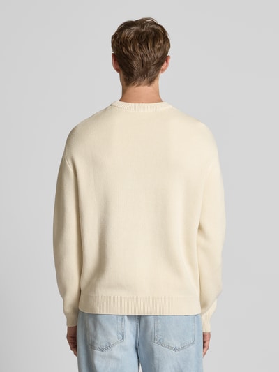 REVIEW Gebreide pullover met labelstitching Ecru - 5