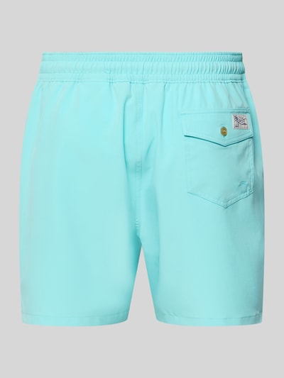 Produktfoto, Badehose mit Mesh-Einsatz von Polo Ralph Lauren Underwear, unifarben türkis, elastischer Bund, Gesäßtasche mit Label Patch