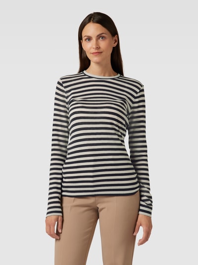 Windsor Longsleeve mit Streifenmuster Marine 4