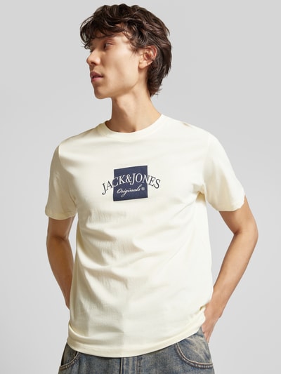 Jack & Jones T-Shirt mit Label-Print Modell 'BOSTON' Beige 3