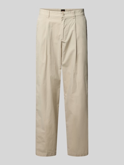 Produktfoto, helle beige Straight Fit Chino aus Baumwoll-Mix von BOSS Orange Herren Chino, glatte Oberfläche, dezente Nähte