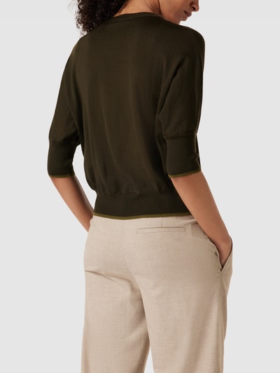 Max Mara Studio Gebreid shirt met ribboorden, model 'KERRY' Kaki - 5