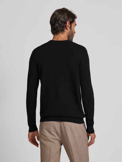 Christian Berg Men Strickpullover mit gerippten Abschlüssen Black 5