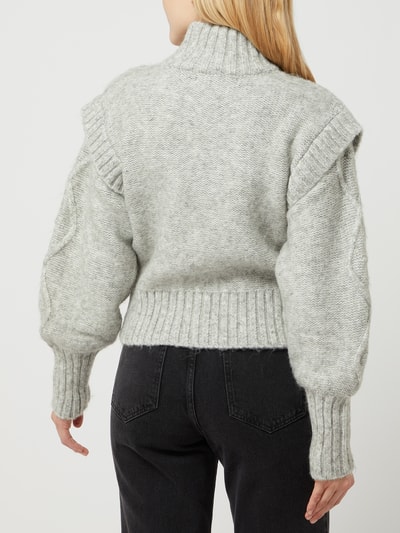 Vero Moda Pullover mit Zopfmuster Modell 'Helga' Hellgrau Melange 5