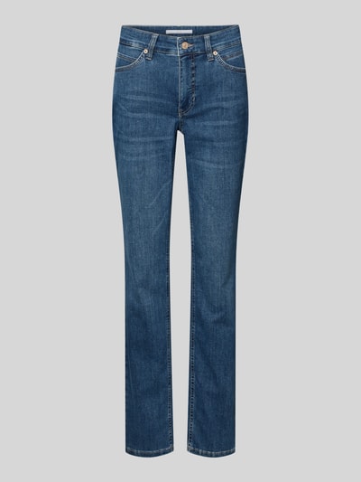 Produktfoto, Perfect Fit Jeansy z efektem modelowania, model 'MELANIE NEW' od MAC, mieszanka bawełny z dodatkiem streczu, niebieski denim, szerokość w pasie 38 cm, długość wewn. nogawki 81 cm, styl klasyczny