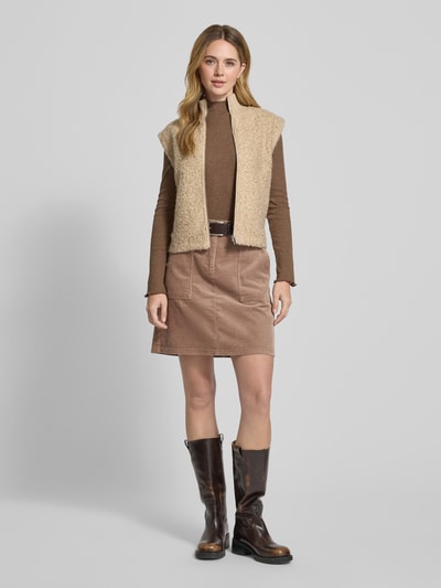 OPUS Minirok met steekzakken, model 'Reah' Middenbruin - 1