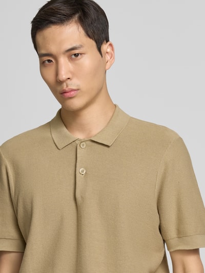Casual Friday Relaxed Fit Poloshirt mit Strukturmuster Modell 'EDWARD' Hellbraun 3
