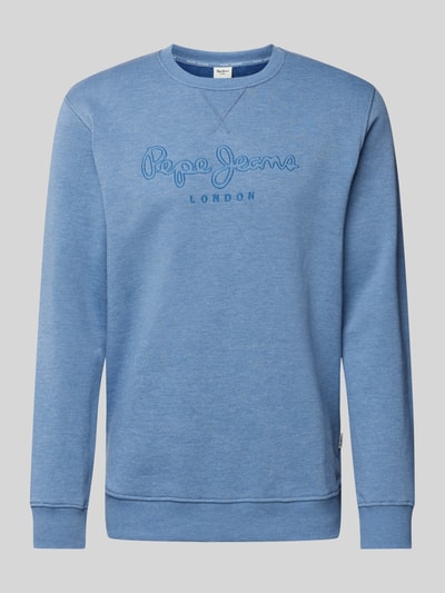 Pepe Jeans Sweatshirt mit Label-Stitching Modell 'Nouvel' Blau 2