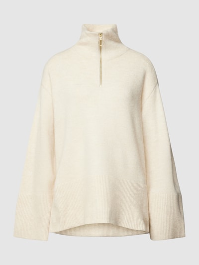 Vero Moda Gebreide pullover met korte ritssluiting, model 'PHILINE' Offwhite - 2