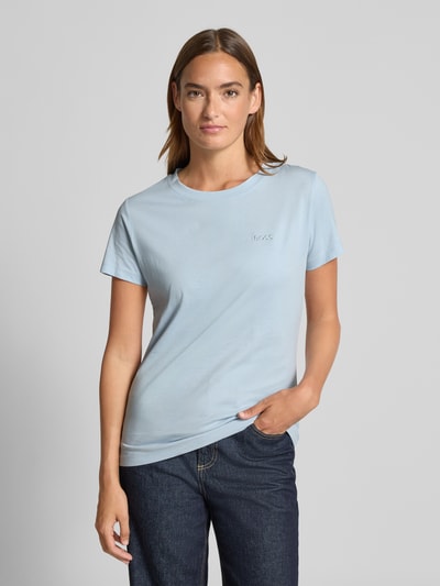 BOSS Orange Regular fit T-shirt van puur katoen, model 'ESOGO' Lichtblauw - 4