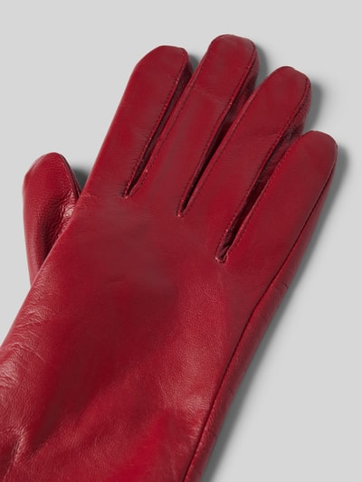 FI.NE Touchscreen-handschoenen van leer met siernaden Donkerrood - 3