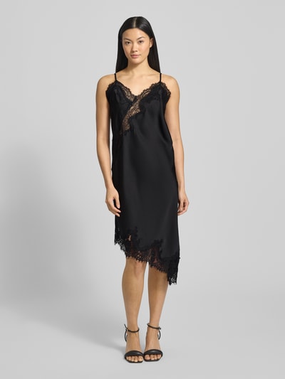 Neo Noir Sukienka z satyny z koronką model ‘Sorelle’ Czarny 4