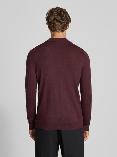 Christian Berg Men Slim fit gebreide pullover van wolmix Donkerrood gemêleerd - 5