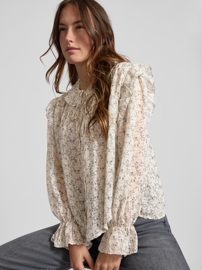 Vero Moda Bluzka o kroju regular fit z wykładanym kołnierzem model ‘PETRA’ Écru 3