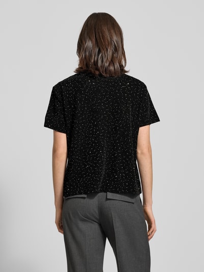 Vila T-shirt krótki z okrągłym dekoltem model ‘SILNA’ Czarny 5