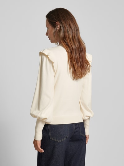 YAS Gebreide pullover met ruches, model 'JUM' Ecru - 5