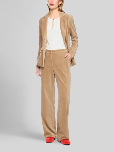 Marc Cain Wide Leg Anzughose aus Baumwoll-Mix Modell 'WUKARI' Camel 1