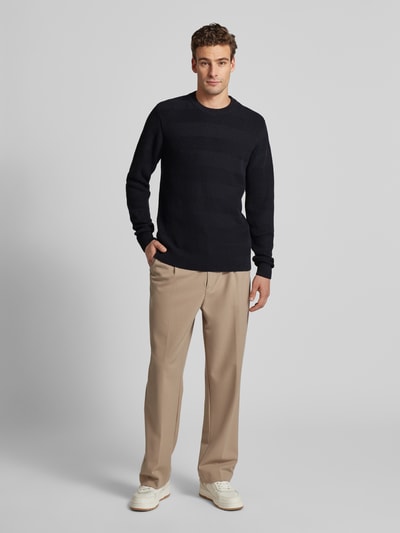 Casual Friday Strickpullover mit Strukturmuster Modell 'Karl' Marine 1