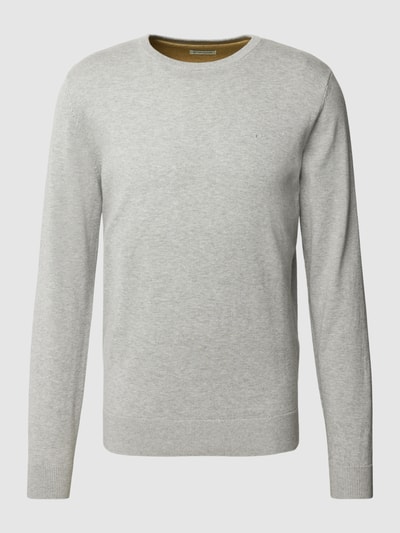 Tom Tailor Gebreide pullover met logostitching Lichtgrijs gemêleerd - 2