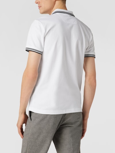 BOSS Green Slim fit poloshirt met contraststrepen, model 'Paul Curved' Wit - 5