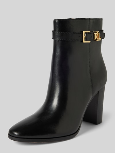 Lauren Ralph Lauren Leren boots met labelapplicatie, model 'BAILEY' Zwart - 1