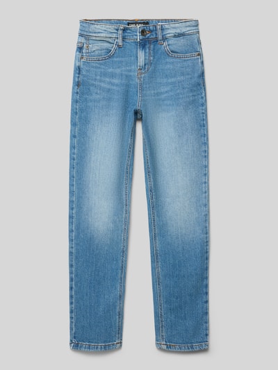 Produktfoto, Straight Leg Jeans im 5-Pocket-Design Modell 'PORTER' von CARS JEANS, mieszanka bawełny z dodatkiem streczu, prosty krój, jasnoniebieskie, zapięcie na guzik i zamek błyskawiczny, szerokość w rozmiarze 140: 32 cm, długość wewnętrzna nogawki: 67 cm