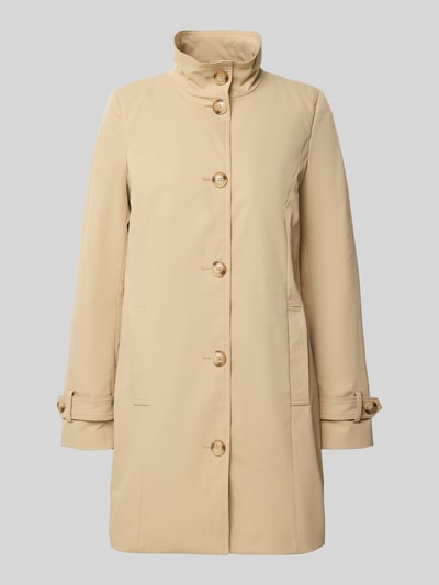 Produktfoto, Trenchcoat mit Stehkragen und Ärmelriegeln von Christian Berg Woman Selection in Beige, A-Linie, glatte Oberfläche, Knopfleiste