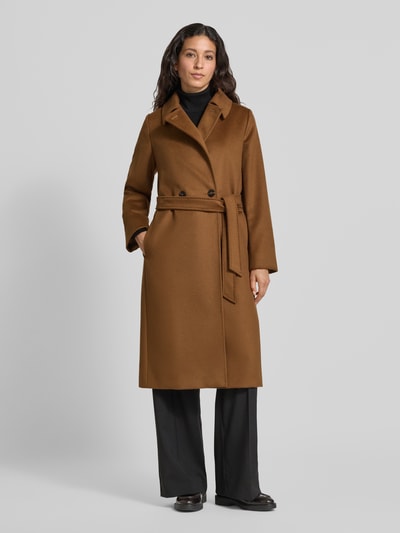 Max Mara Studio Regular Fit Mantel aus reiner Schurwolle Modell 'BCOLLAG' Cognac 4