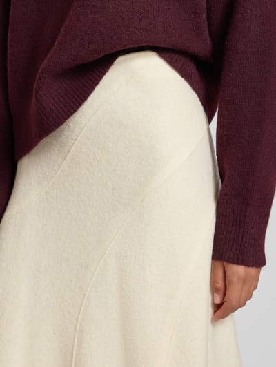 BOSS Rok in A-lijn van gekookte scheerwol, model 'VICENA' Offwhite - 3