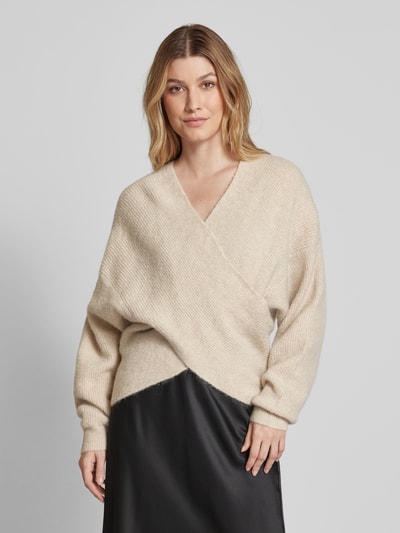 MSCH Copenhagen Strickpullover mit V-Ausschnitt Modell 'Zinelle' Beige 4