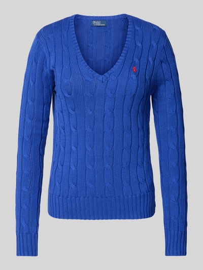 Polo Ralph Lauren Strickpullover mit Logo-Stitching Modell 'KIMBERLY' Royal 2