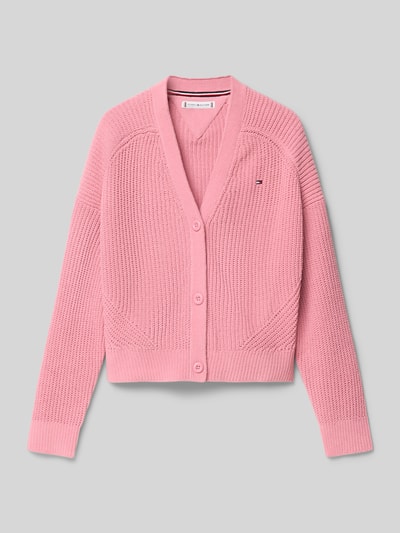 Tommy Hilfiger Teens Regular Fit Strickjacke mit Rippenstruktur modell 'CHENILLE'' Pink 1