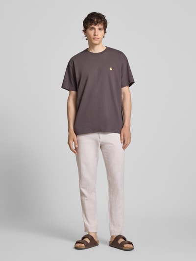 JACK & JONES Spodnie o kroju tapered fit z wpuszczanymi kieszeniami model 'STACE' Beżowy melanż 1