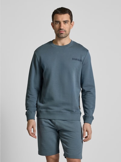 Napapijri Sweatshirt mit Label-Print Modell 'SOVANA' Eisblau 4