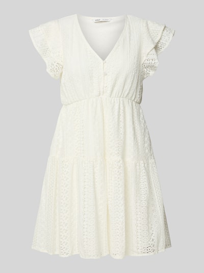 Only Leicht ausgestelltes Spitzenkleid aus reiner Baumwolle Modell 'HELENA' Offwhite 2