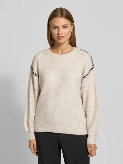 FREE/QUENT Strickpullover mit Rundhalsausschnitt Modell 'Kinlock' Beige 4