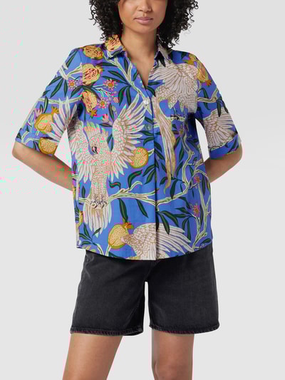 Christian Berg Woman Bluse mit Allover-Muster Royalblau 4